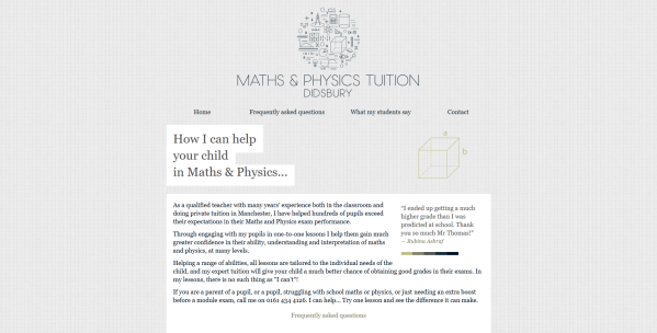 Maths and Physics Tuition : Website Update